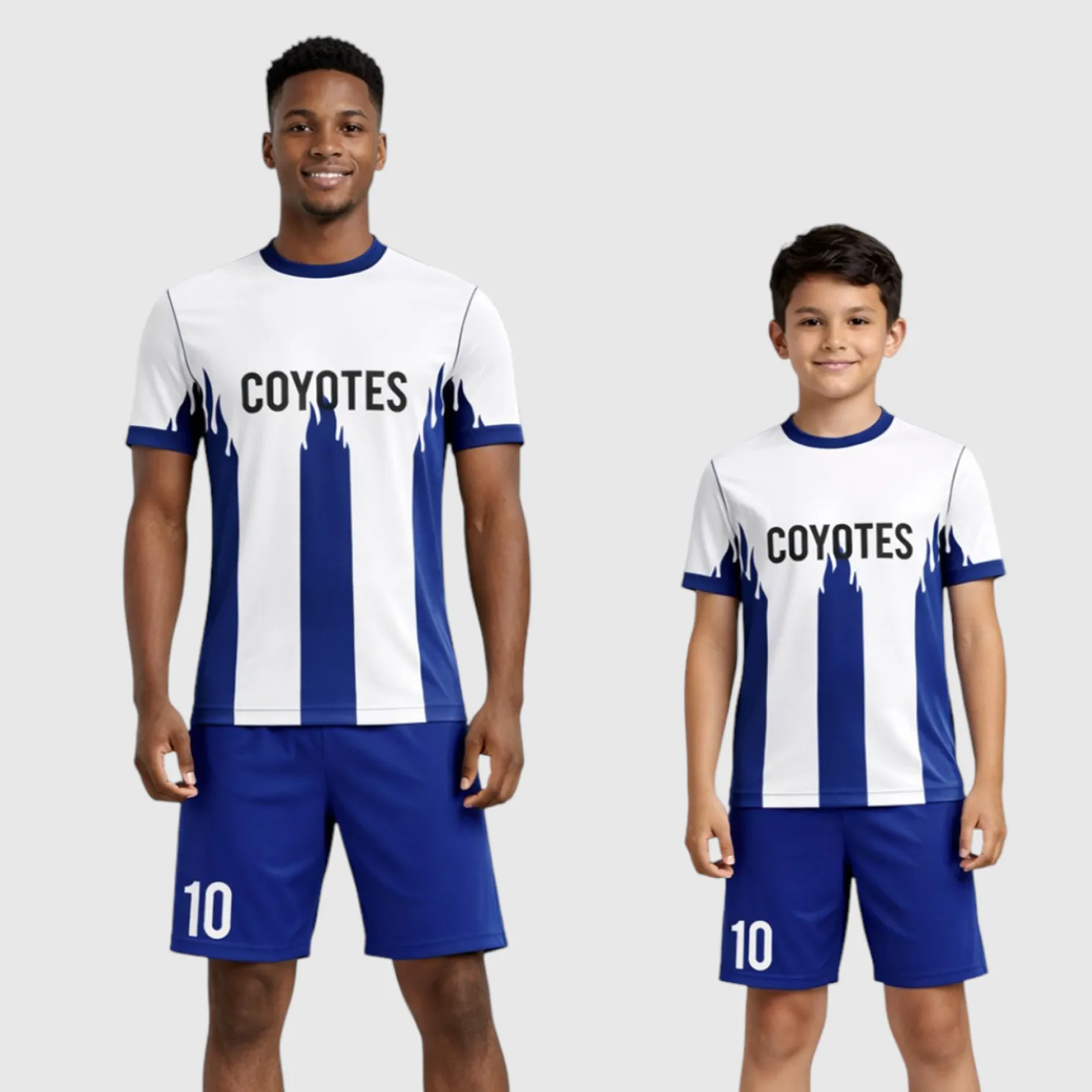 SB 12826 White and Blue Sublimation Custom Soccer Jersey Adult & Youth Unisex - Hipona Sports