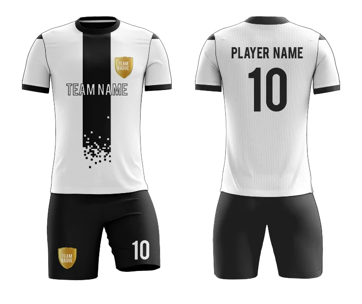 SB 12812 White and Black Sublimation Custom Soccer Jersey Adult & Youth Unisex - Hipona Sports