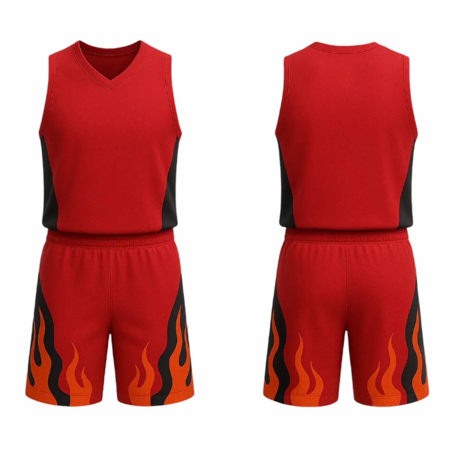 BBU-128 Red Customizable Basketball Jersey With Optional Shorts - Hipona Sports