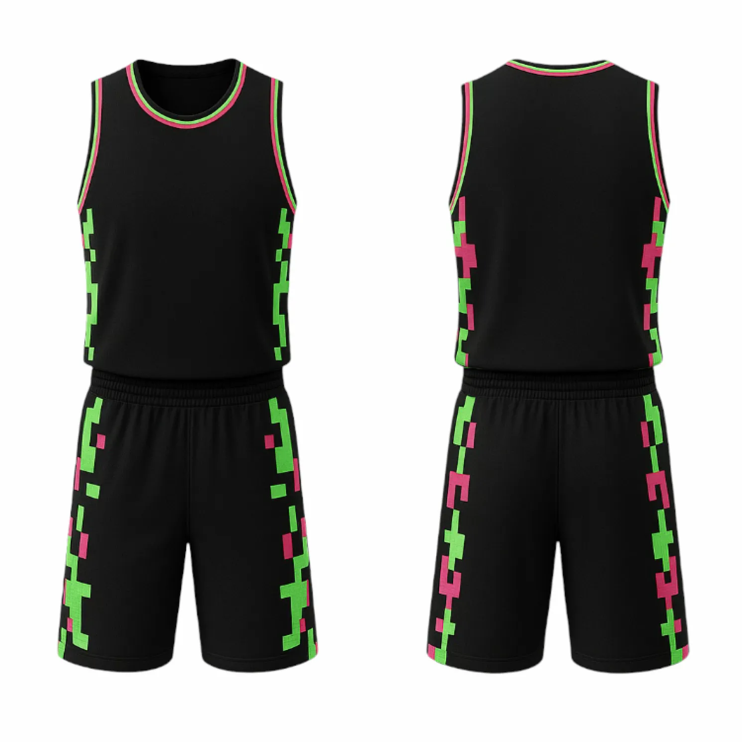 BBU-127 Black Customizable Basketball Jersey With Optional Shorts - Hipona Sports
