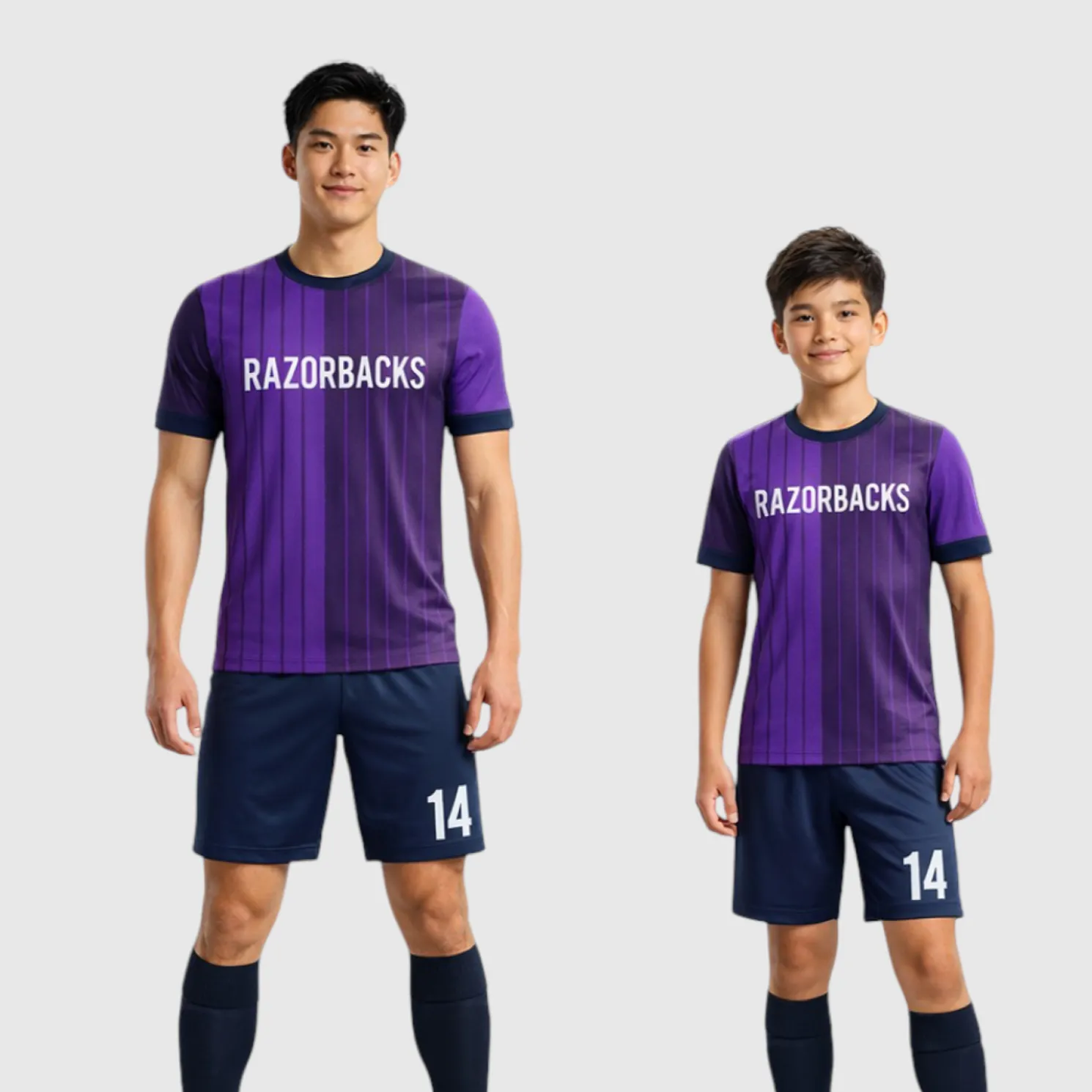 SB 12880 Purple and Navy Sublimation Custom Soccer Jersey Adult & Youth Unisex - Hipona Sports