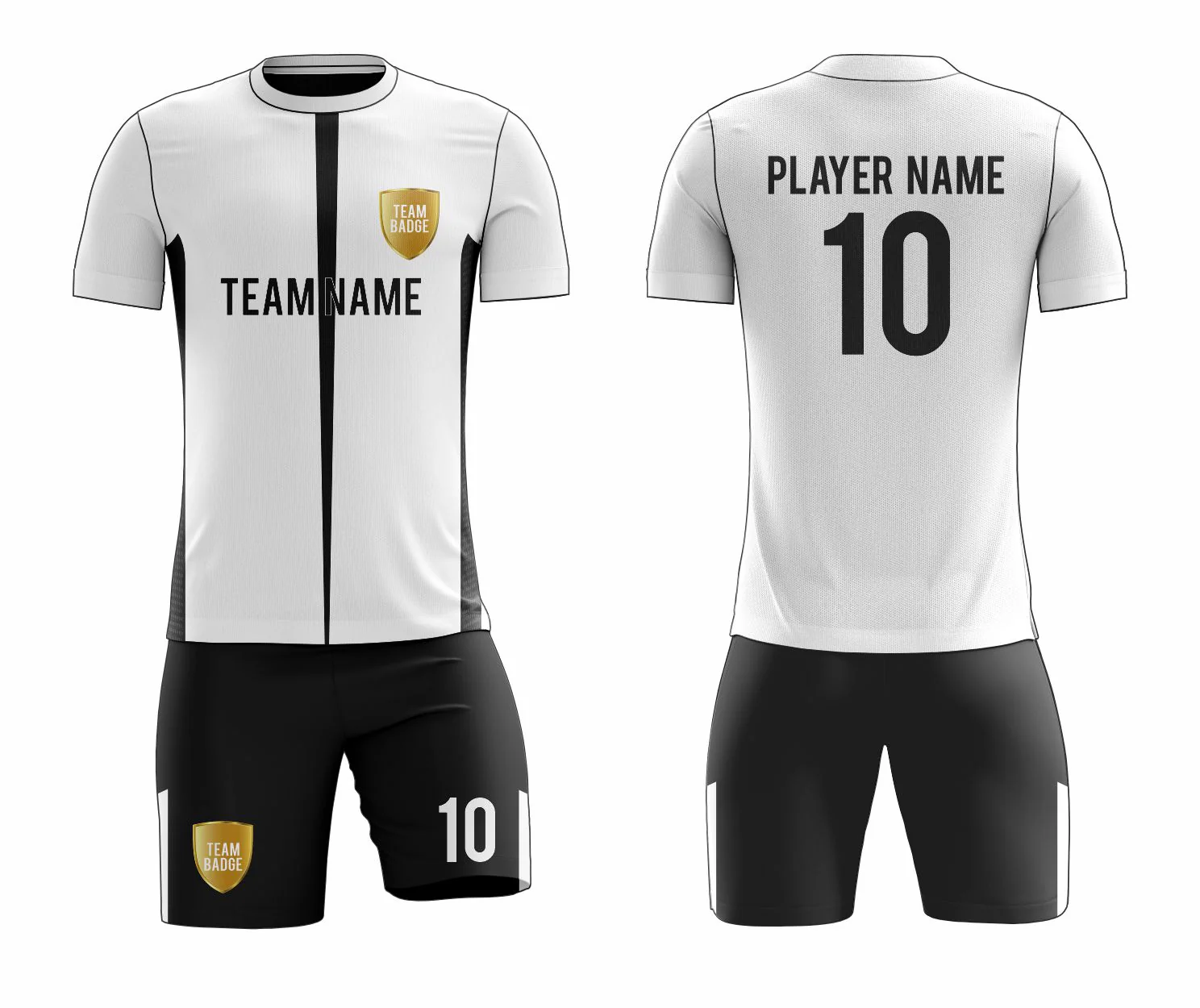 SB 12872 White and Black Sublimation Custom Soccer Jersey Adult & Youth Unisex - Hipona Sports
