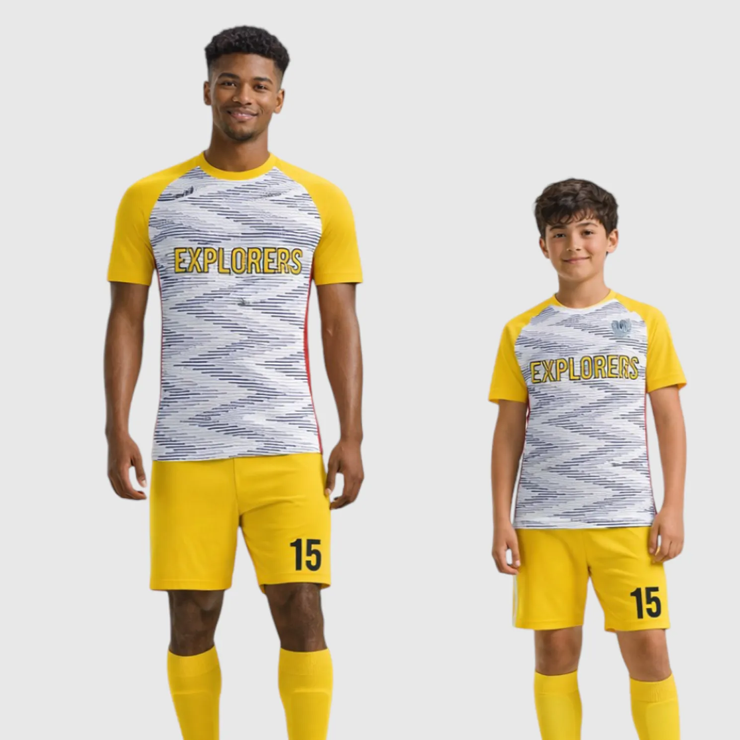 SB 1255 White, Yellow and Black Sublimation Custom Soccer Jersey Adult & Youth Unisex - Hipona Sports