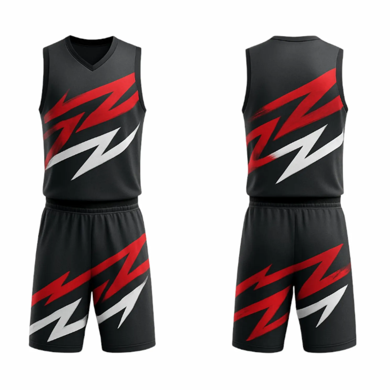 BBU-115 Black Customizable Basketball Jersey With Optional Shorts - Hipona Sports