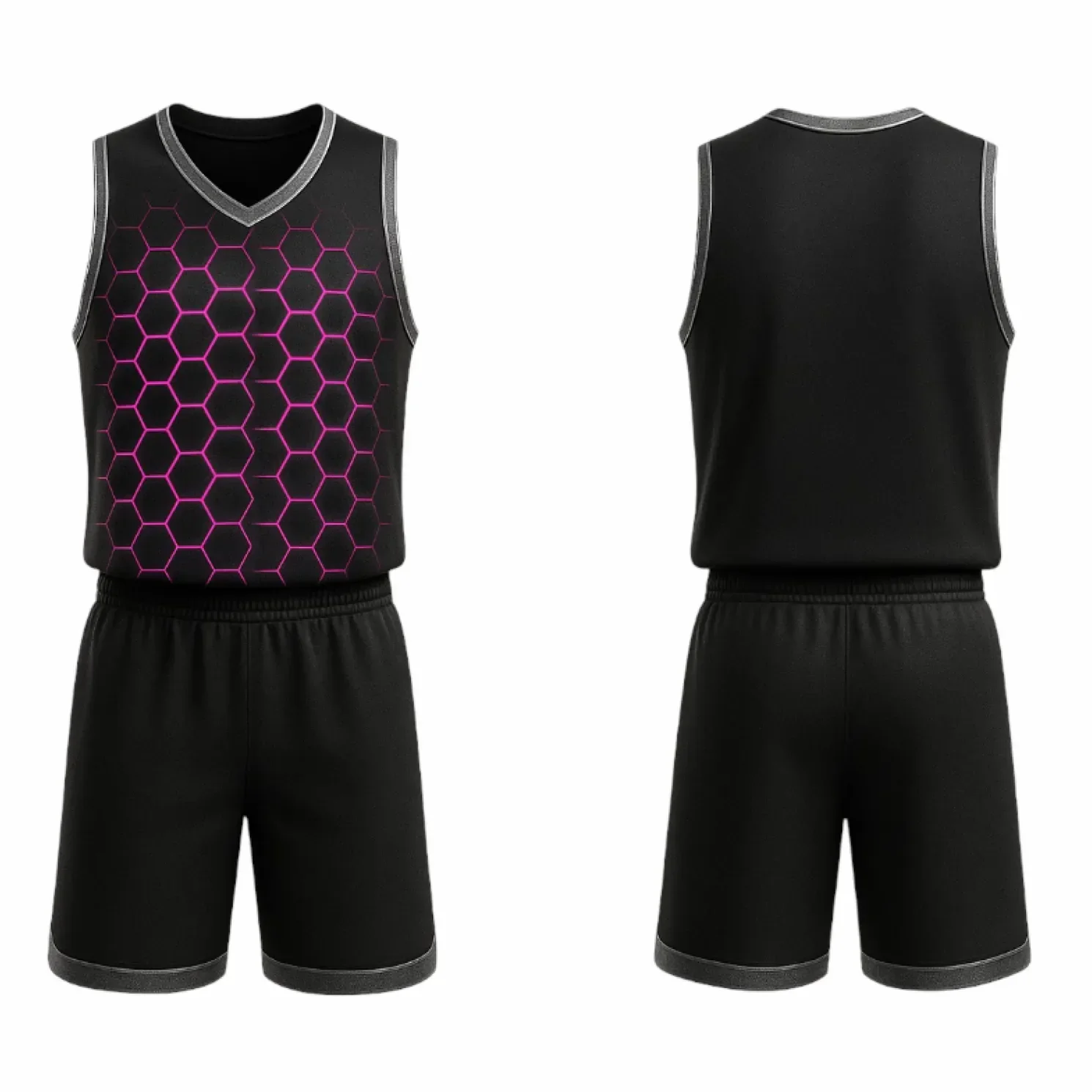 BBU-110 Black Customizable Basketball Jersey With Optional Shorts - Hipona Sports