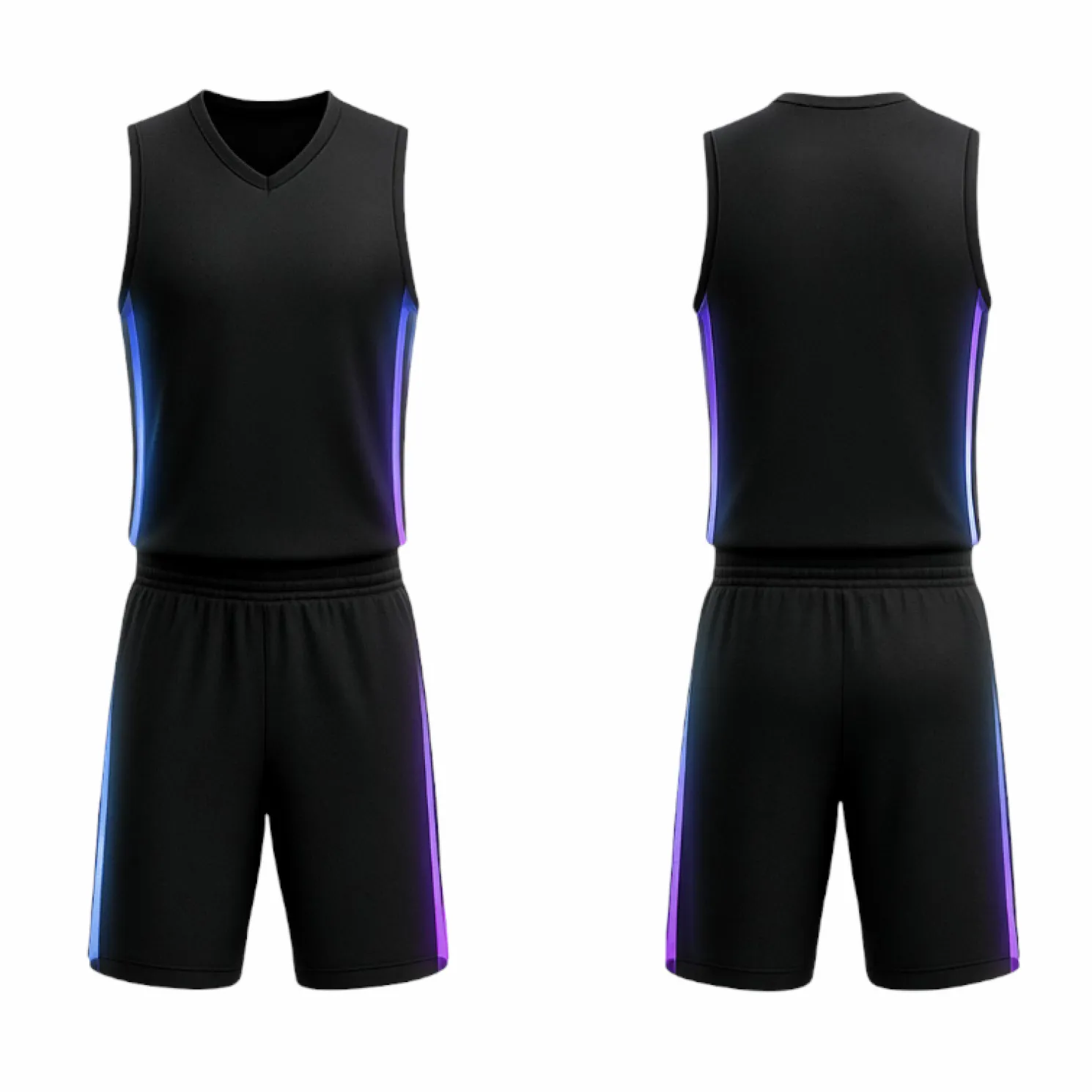BBU-121 Black Customizable Basketball Jersey With Optional Shorts - Hipona Sports