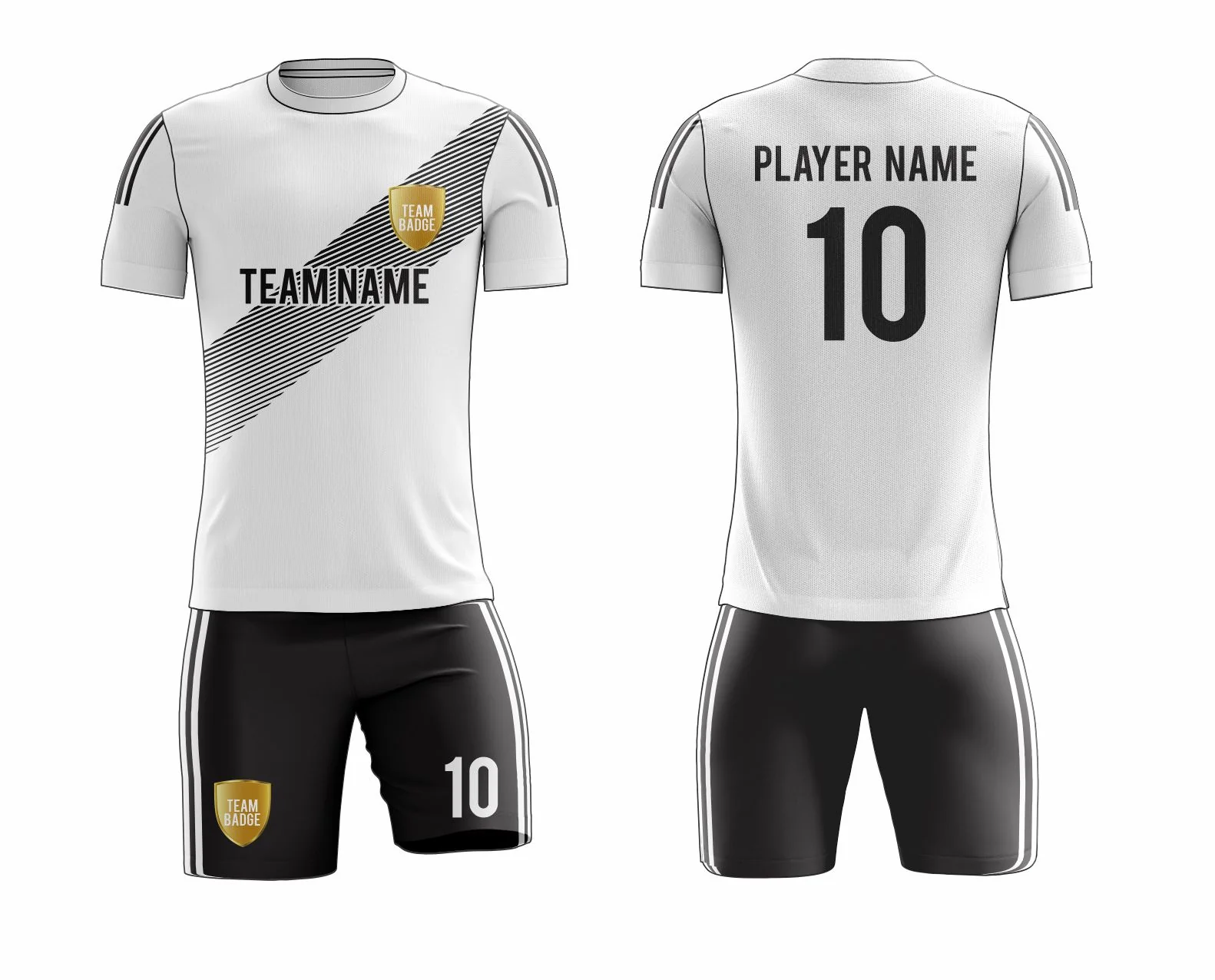 SB 12849 White and Black Sublimation Custom Soccer Jersey Adult & Youth Unisex - Hipona Sports