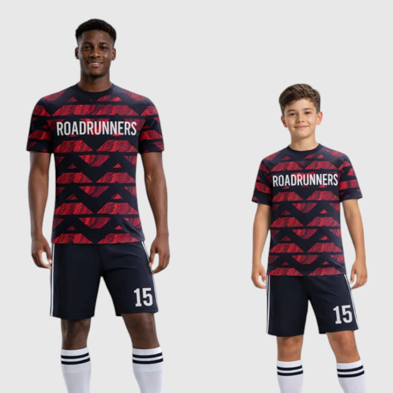 SB 1211 Black/Red Sublimation Custom Soccer Jersey Adult & Youth Unisex - Hipona Sports