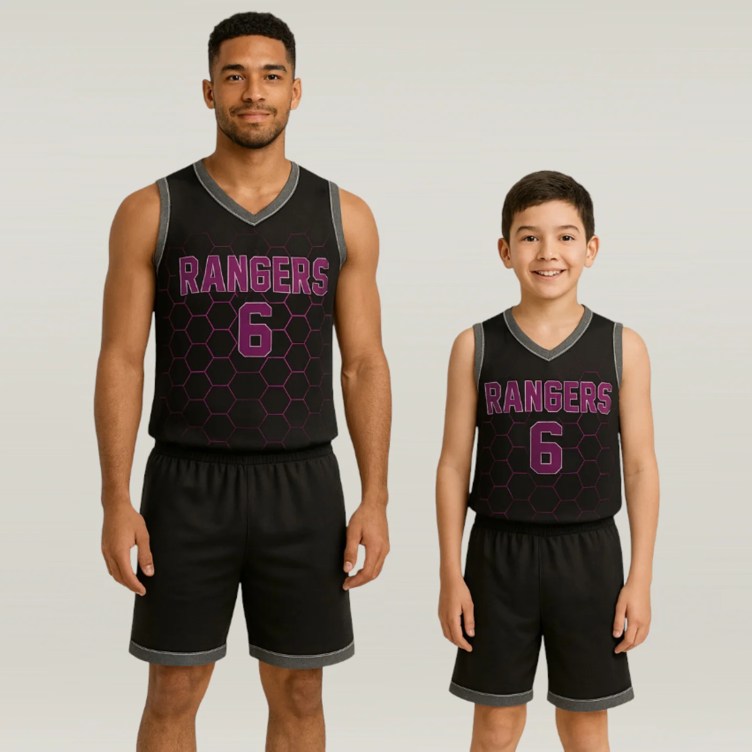 BBU-110 Black Customizable Basketball Jersey With Optional Shorts - Hipona Sports