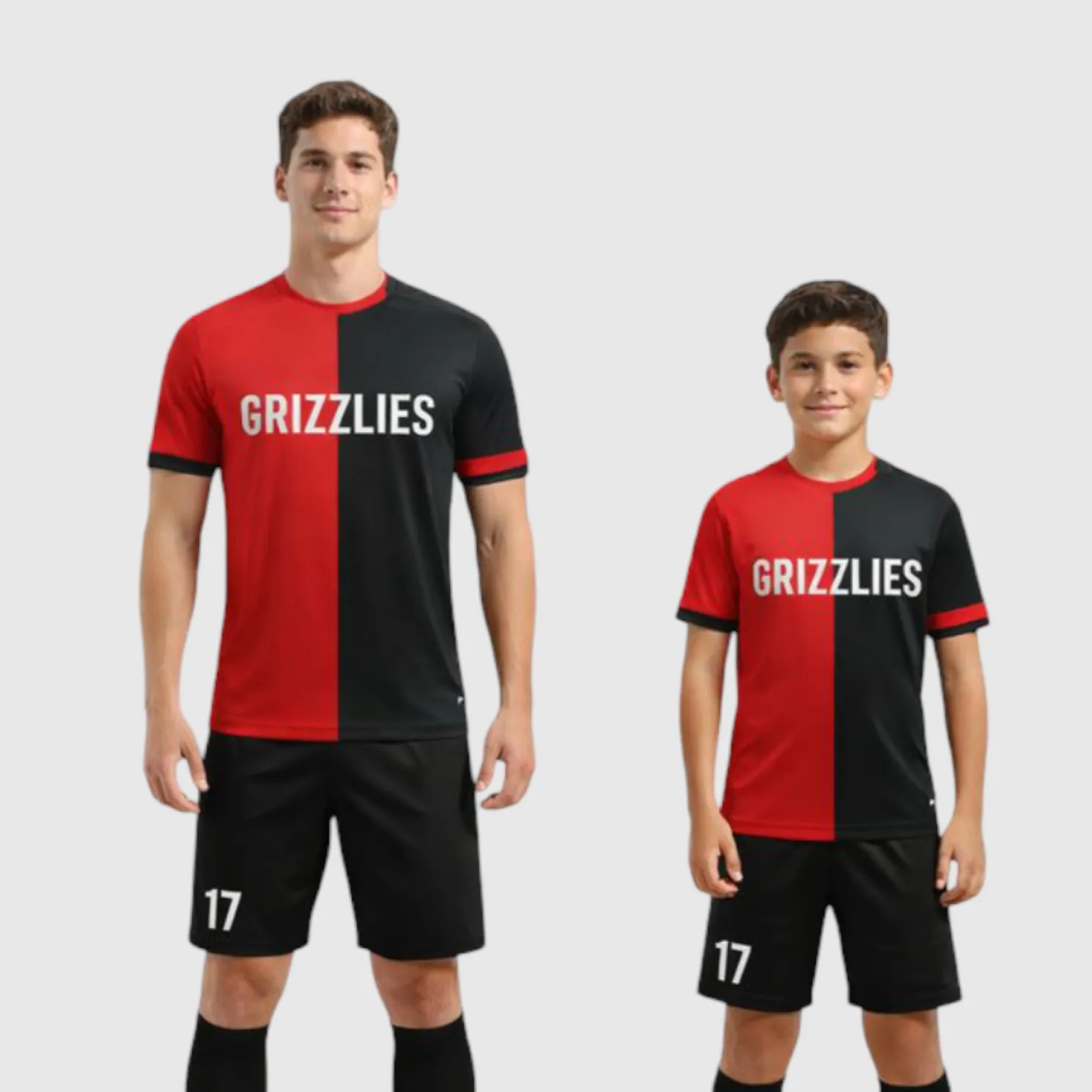 SB 1067 Black/Red Sublimation Custom Soccer Jersey Adult & Youth Unisex - Hipona Sports