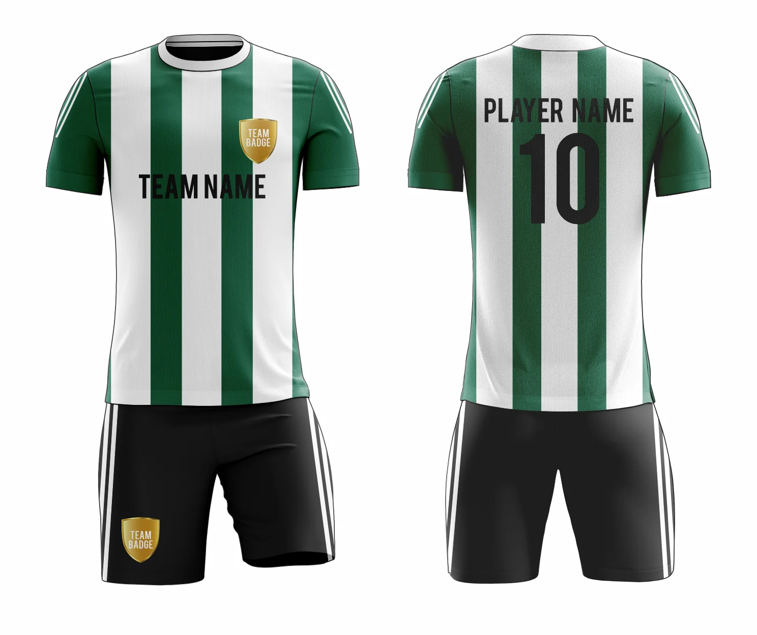 SB 12884 Green, White and Black Sublimation Custom Soccer Jersey Adult & Youth Unisex - Hipona Sports