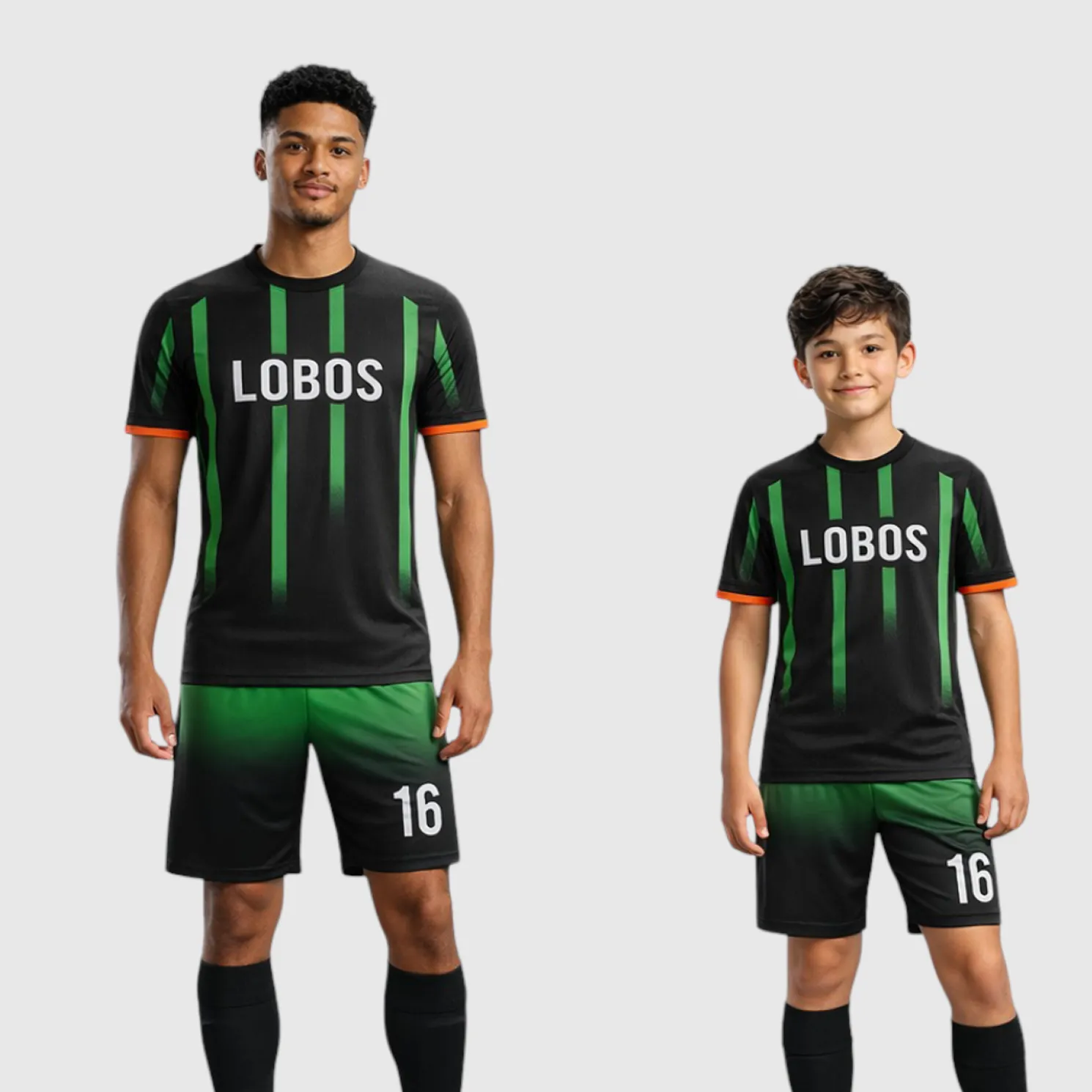 SB 1144 Black/Green Sublimation Custom Soccer Jersey Adult & Youth Unisex - Hipona Sports