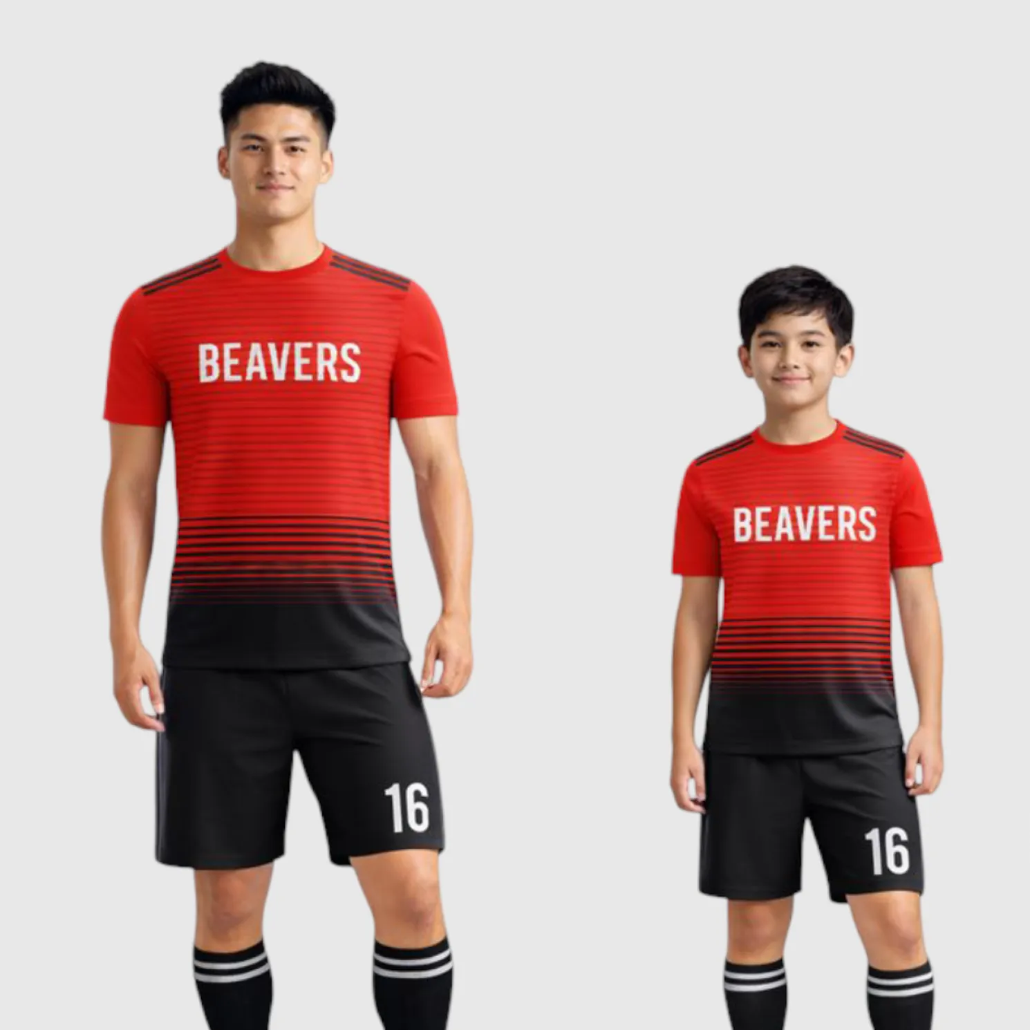 SB 1110 Red/Black Sublimation Custom Soccer Jersey Adult & Youth Unisex - Hipona Sports