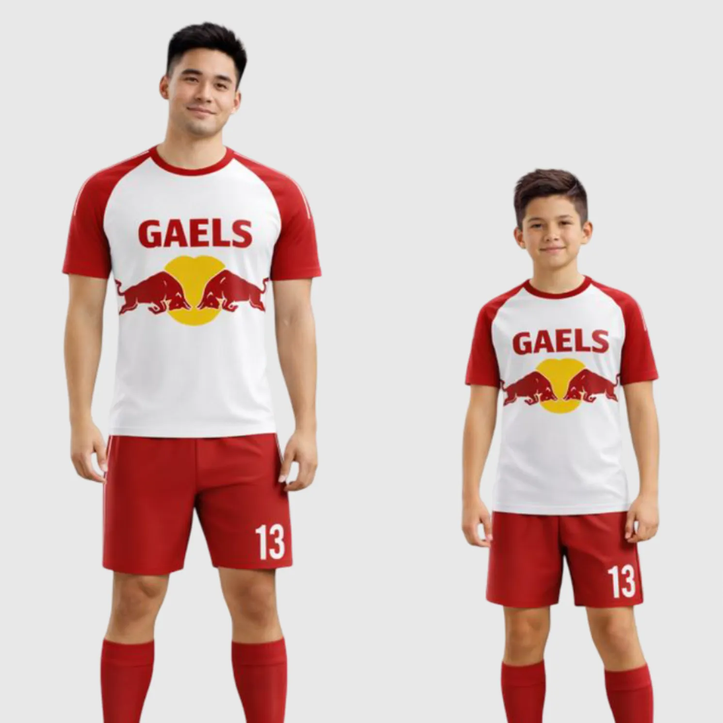 SB 1204 White/Red Sublimation Custom Soccer Jersey Adult & Youth Unisex - Hipona Sports