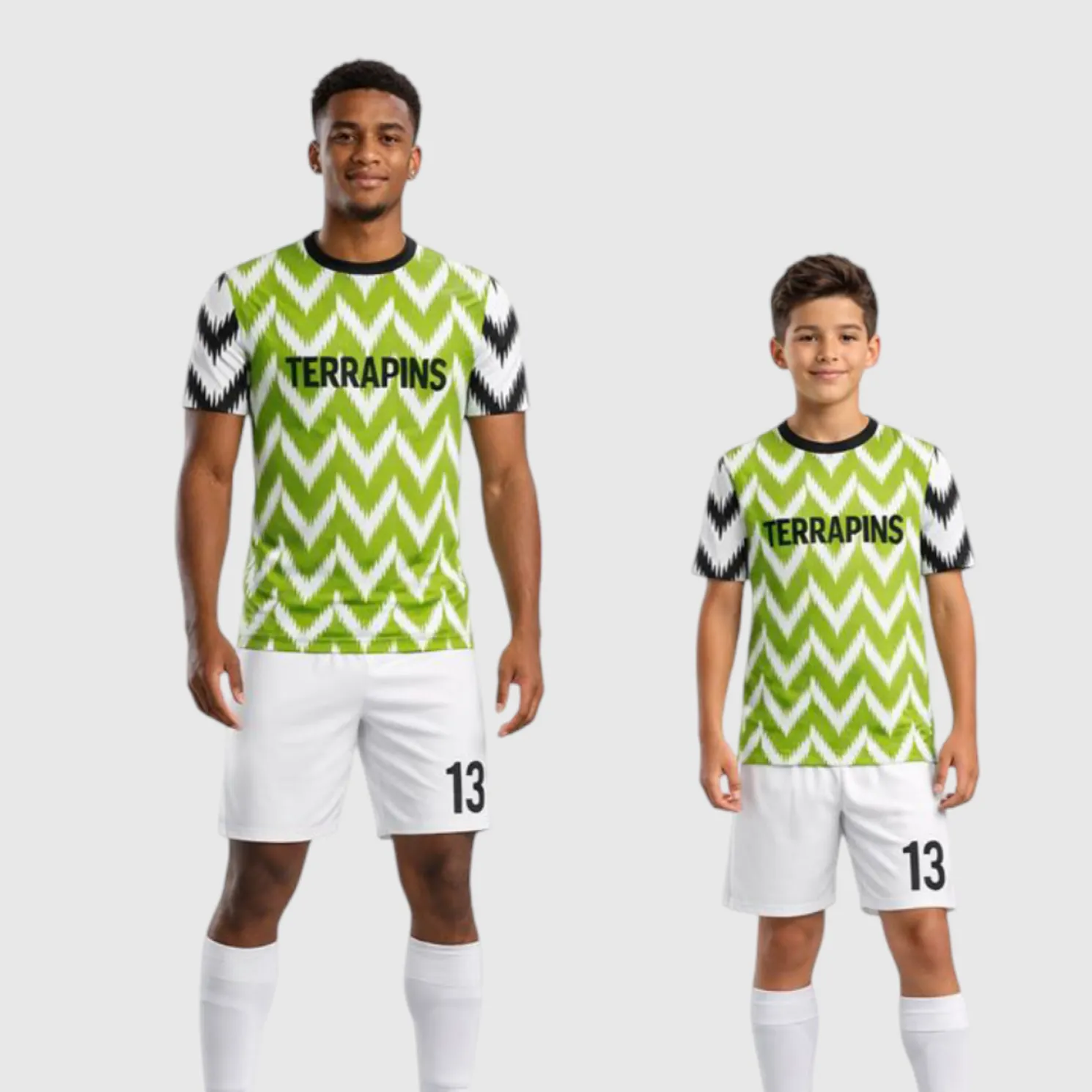 SB 1159 Green/White Sublimation Custom Soccer Jersey Adult & Youth Unisex - Hipona Sports