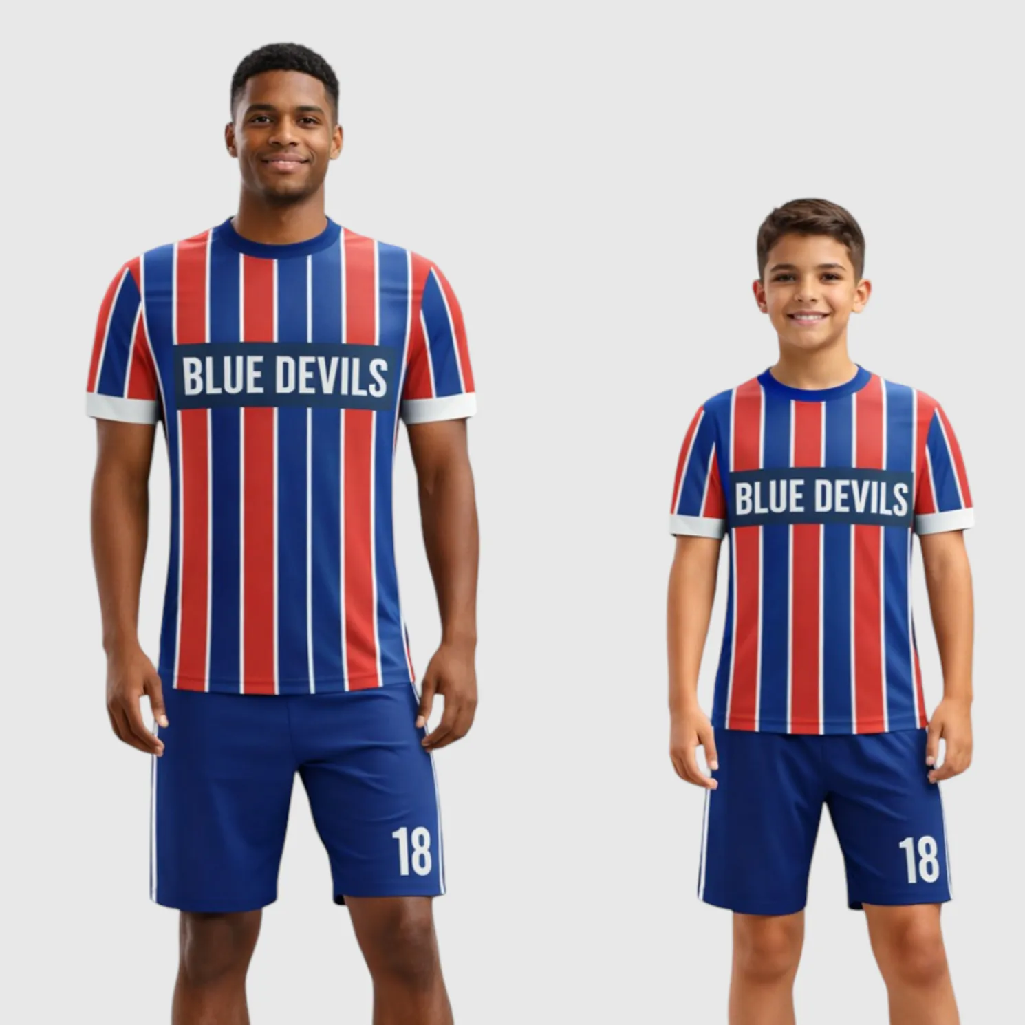 SB 1218 Blue/Red Sublimation Custom Soccer Jersey Adult & Youth Unisex - Hipona Sports