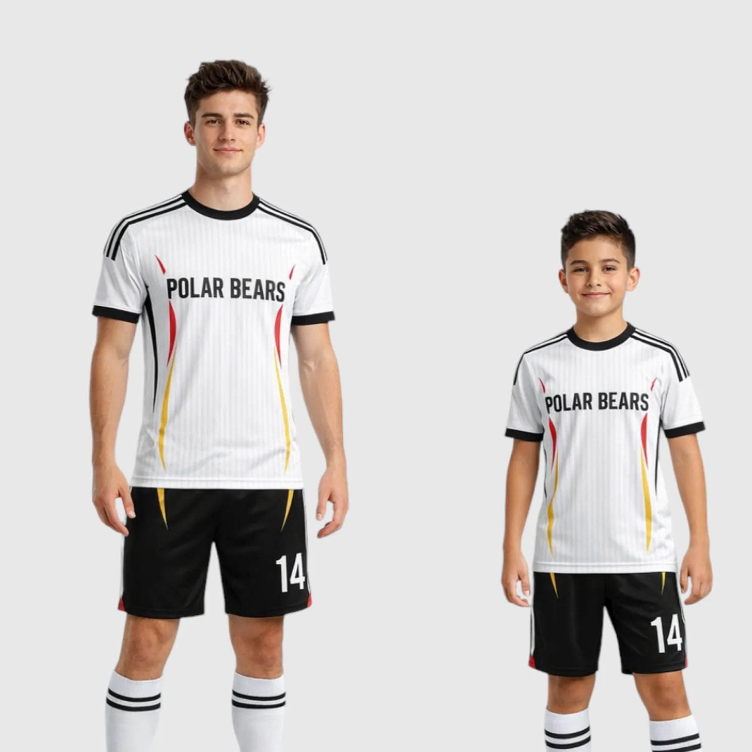 SB 1042 White/Black Sublimation Custom Soccer Jersey Adult & Youth Unisex - Hipona Sports