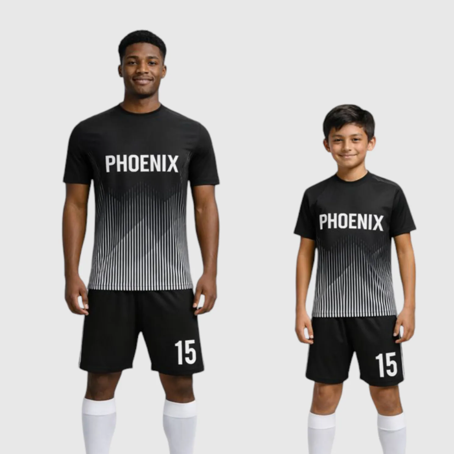 SB 1065 Black/White Sublimation Custom Soccer Jersey Adult & Youth Unisex - Hipona Sports