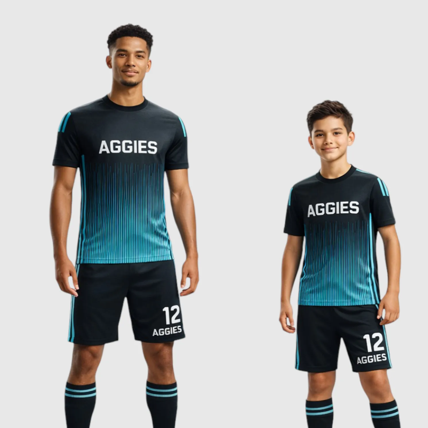 SB 12891 Blue and Black Sublimation Custom Soccer Jersey Adult & Youth Unisex - Hipona Sports