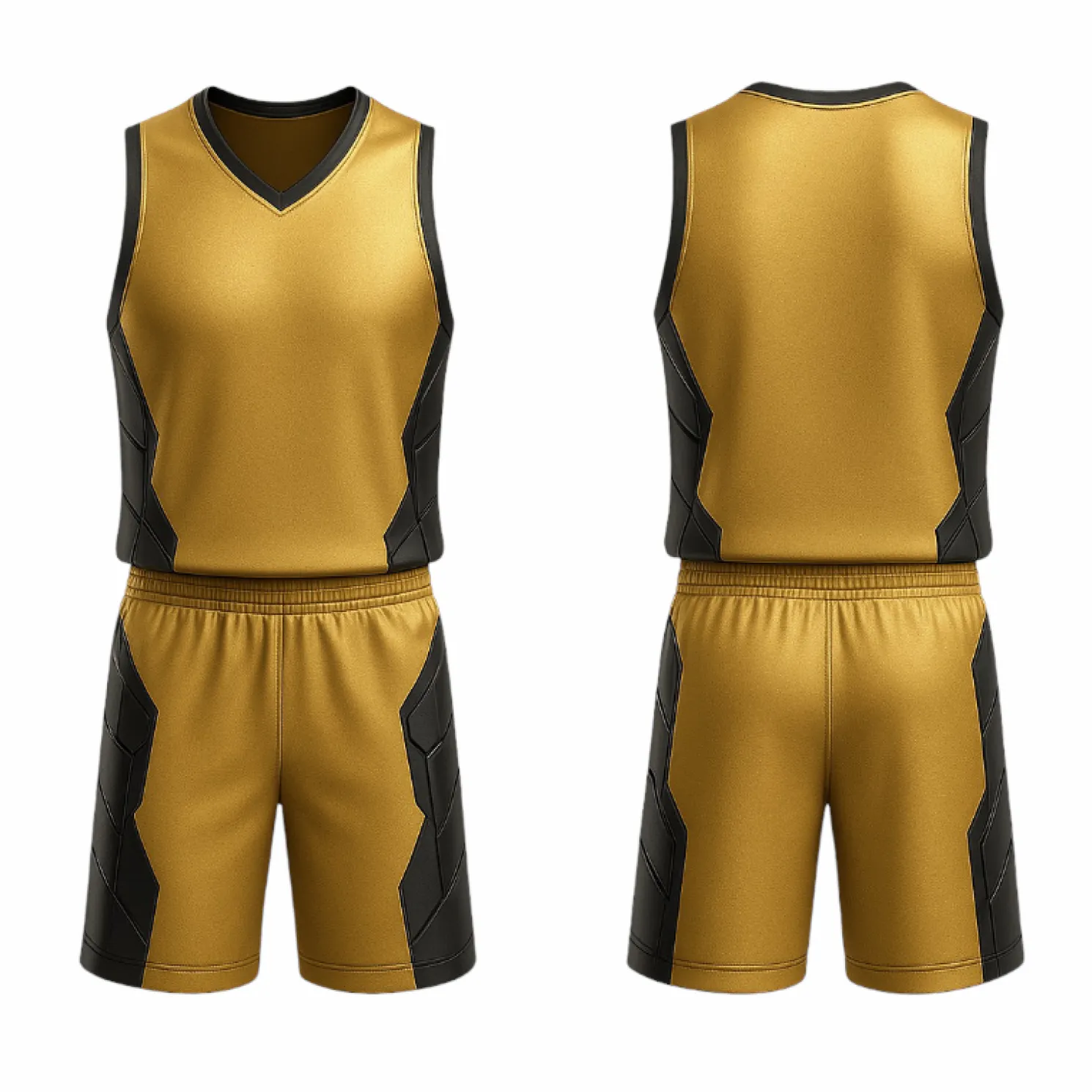 BBU-129 Gold Customizable Basketball Jersey With Optional Shorts - Hipona Sports