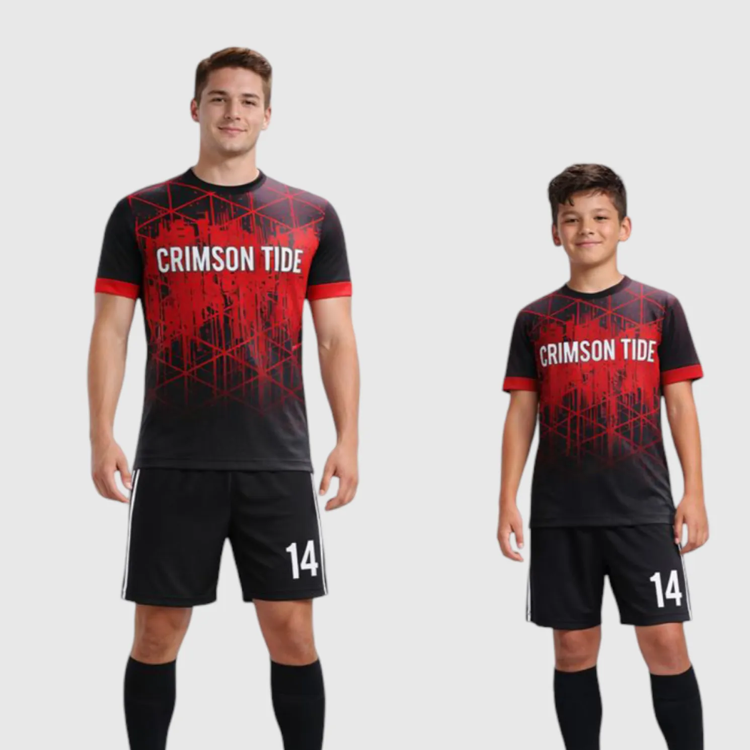 SB 1088 Black/Red Sublimation Custom Soccer Jersey Adult & Youth Unisex - Hipona Sports