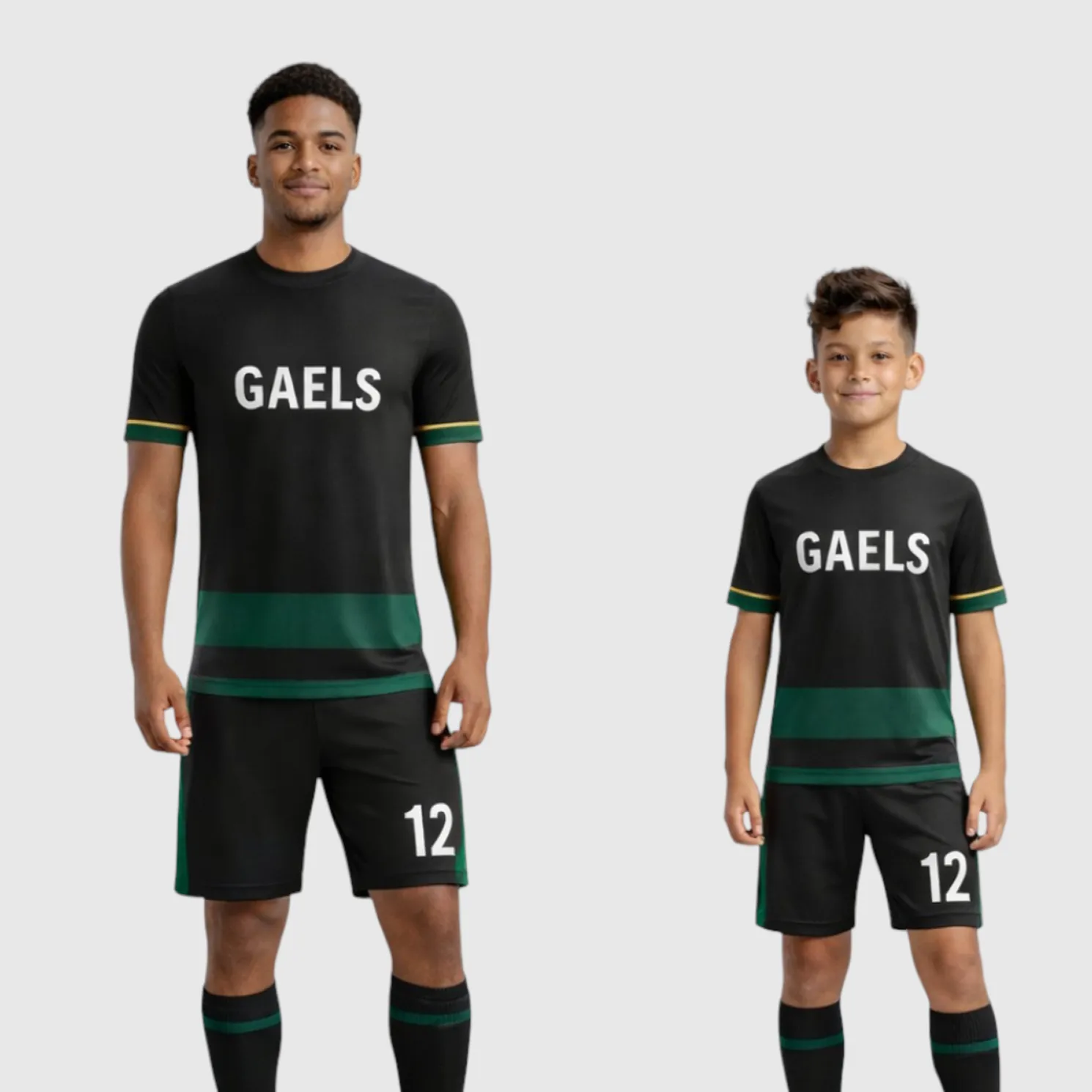 SB 12854 Black and Green Sublimation Custom Soccer Jersey Adult & Youth Unisex - Hipona Sports