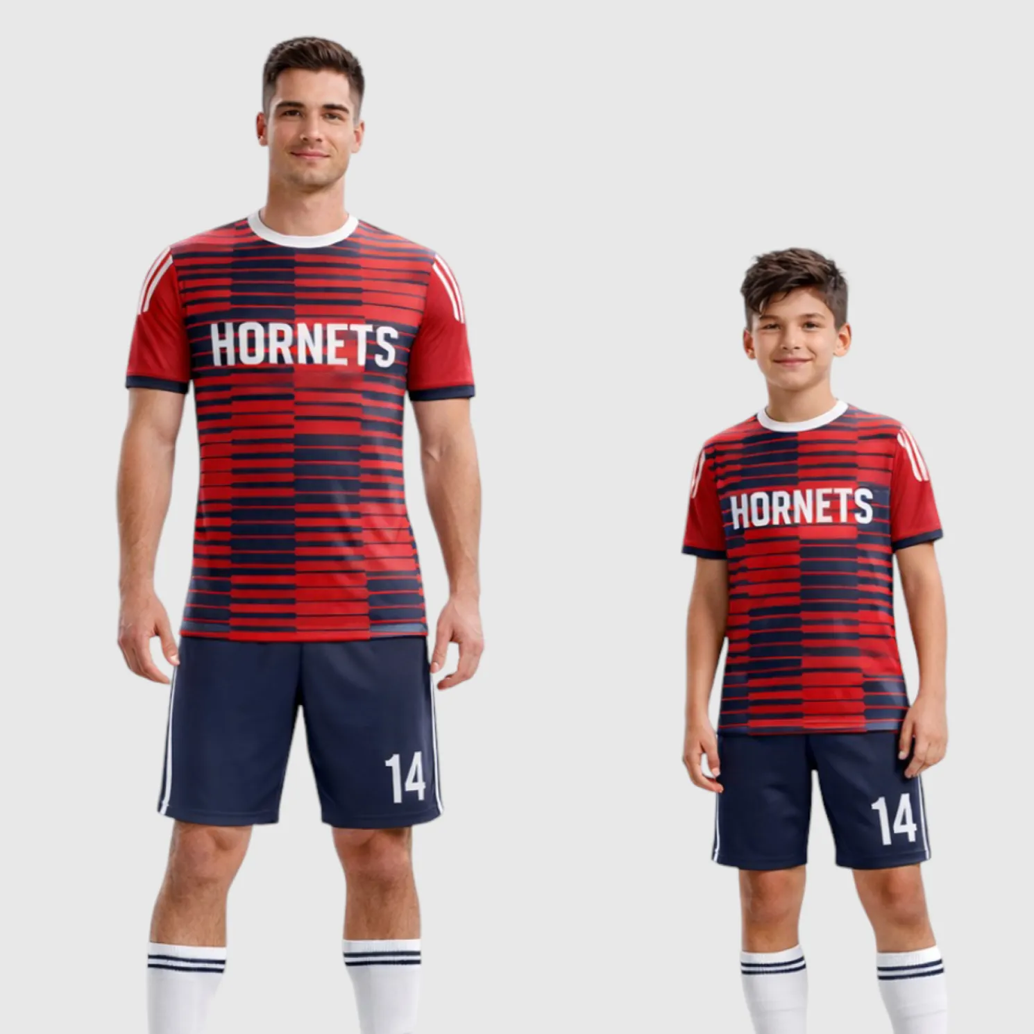 SB 12829 Red and Navy Sublimation Custom Soccer Jersey Adult & Youth Unisex - Hipona Sports