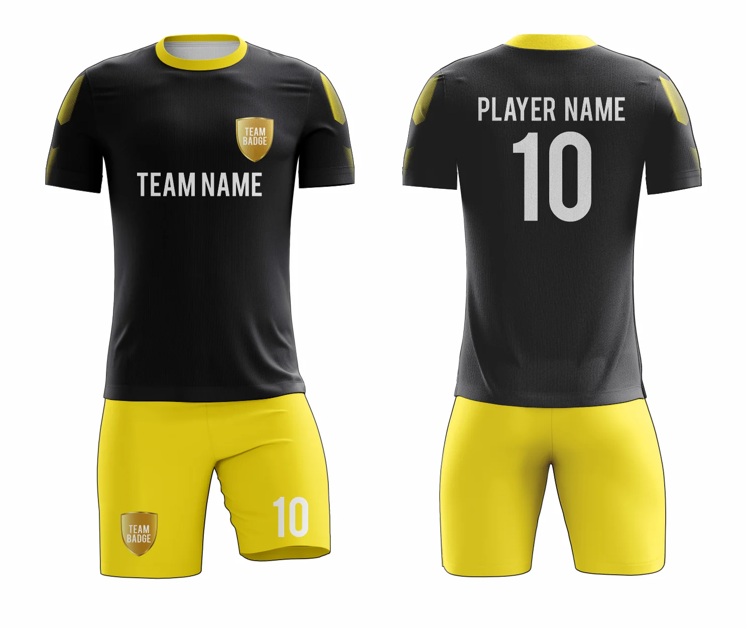 SB 12800 Black and Yellow Sublimation Custom Soccer Jersey Adult & Youth Unisex - Hipona Sports