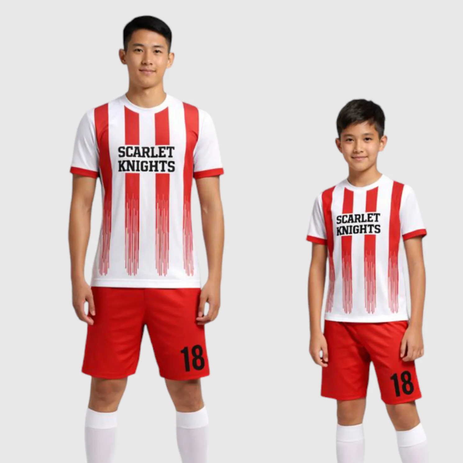SB 1245 Red/White Sublimation Custom Soccer Jersey Adult & Youth Unisex - Hipona Sports