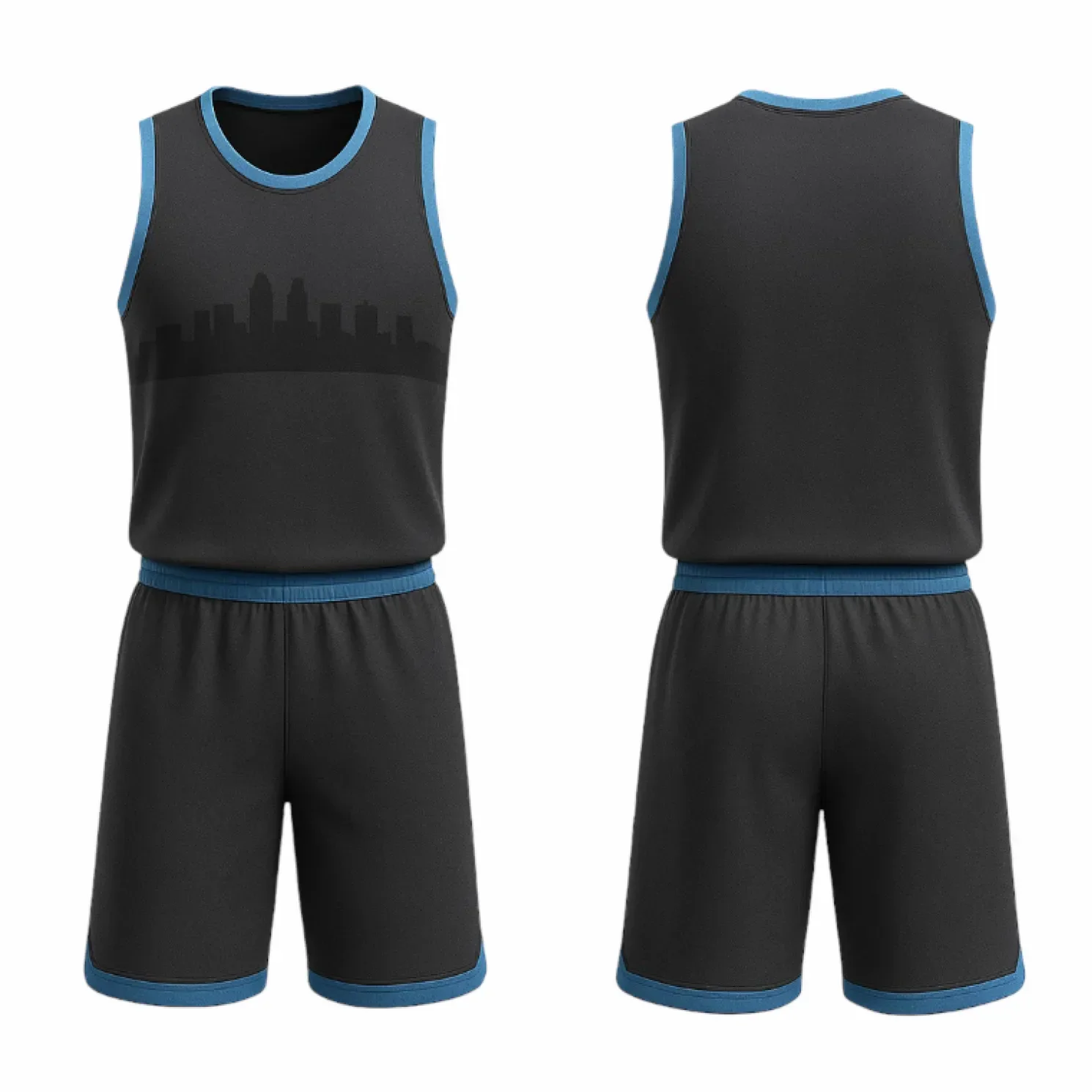 BBU-117 Black Customizable Basketball Jersey With Optional Shorts - Hipona Sports