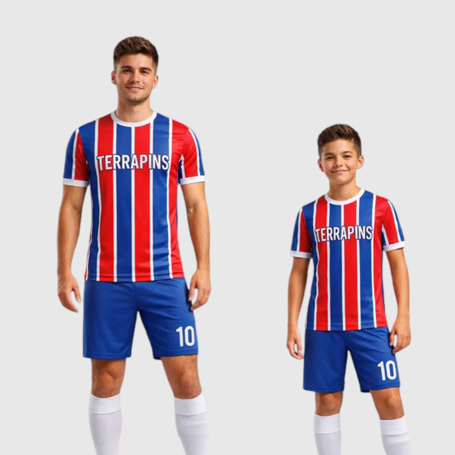 SB 1143 Blue/Red Sublimation Custom Soccer Jersey Adult & Youth Unisex - Hipona Sports