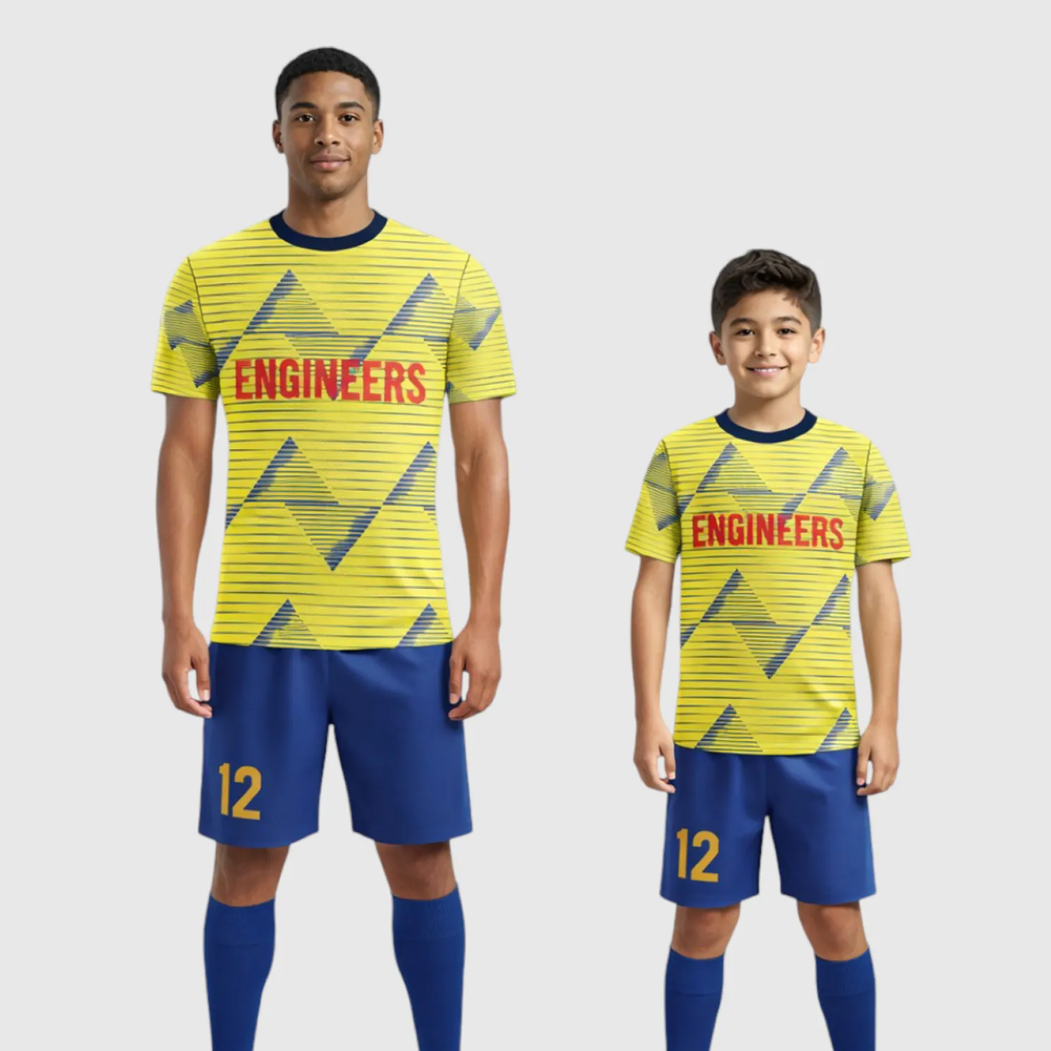 SB 12852 Yellow and Blue Sublimation Custom Soccer Jersey Adult & Youth Unisex - Hipona Sports