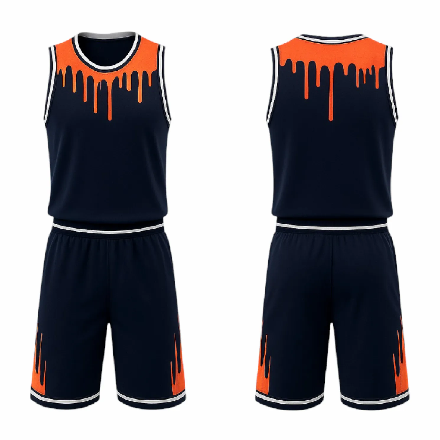 BBU-123 Navy Customizable Basketball Jersey With Optional Shorts - Hipona Sports