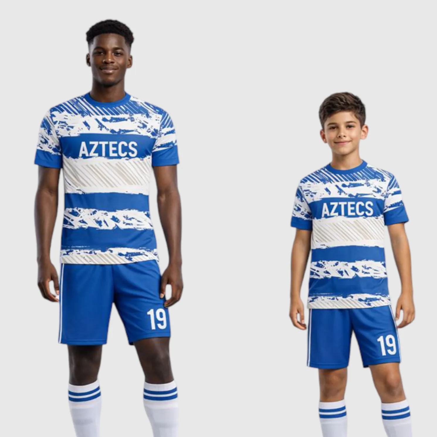 SB 1205 White/Blue Sublimation Custom Soccer Jersey Adult & Youth Unisex - Hipona Sports