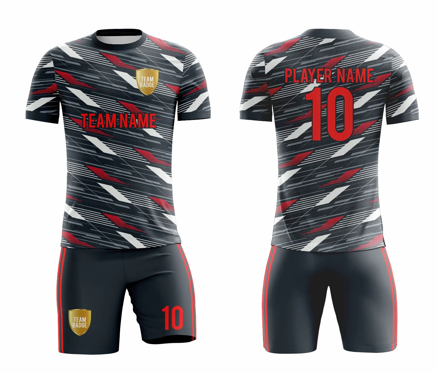 SB 1114 Black/Red/White Sublimation Custom Soccer Jersey Adult & Youth Unisex - Hipona Sports