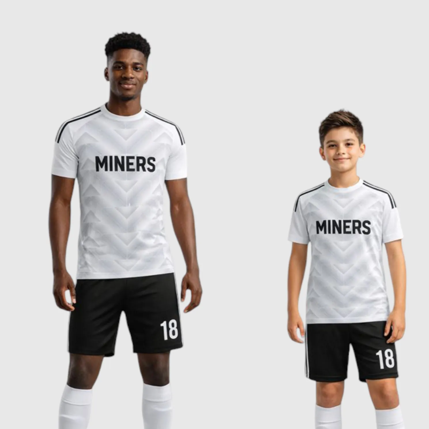 SB 1043 White/Black Sublimation Custom Soccer Jersey Adult & Youth Unisex - Hipona Sports