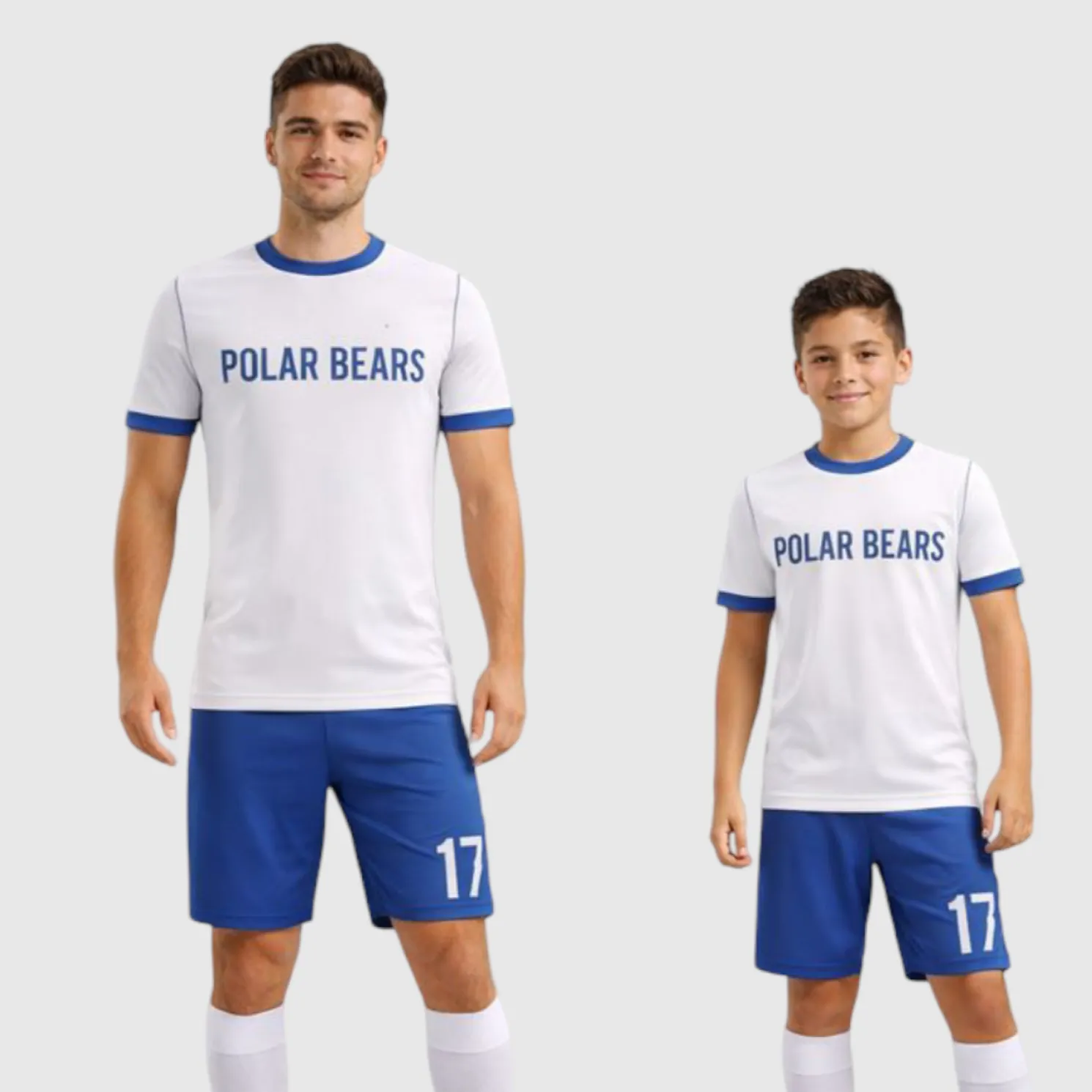 SB 1152 White/Blue Sublimation Custom Soccer Jersey Adult & Youth Unisex - Hipona Sports